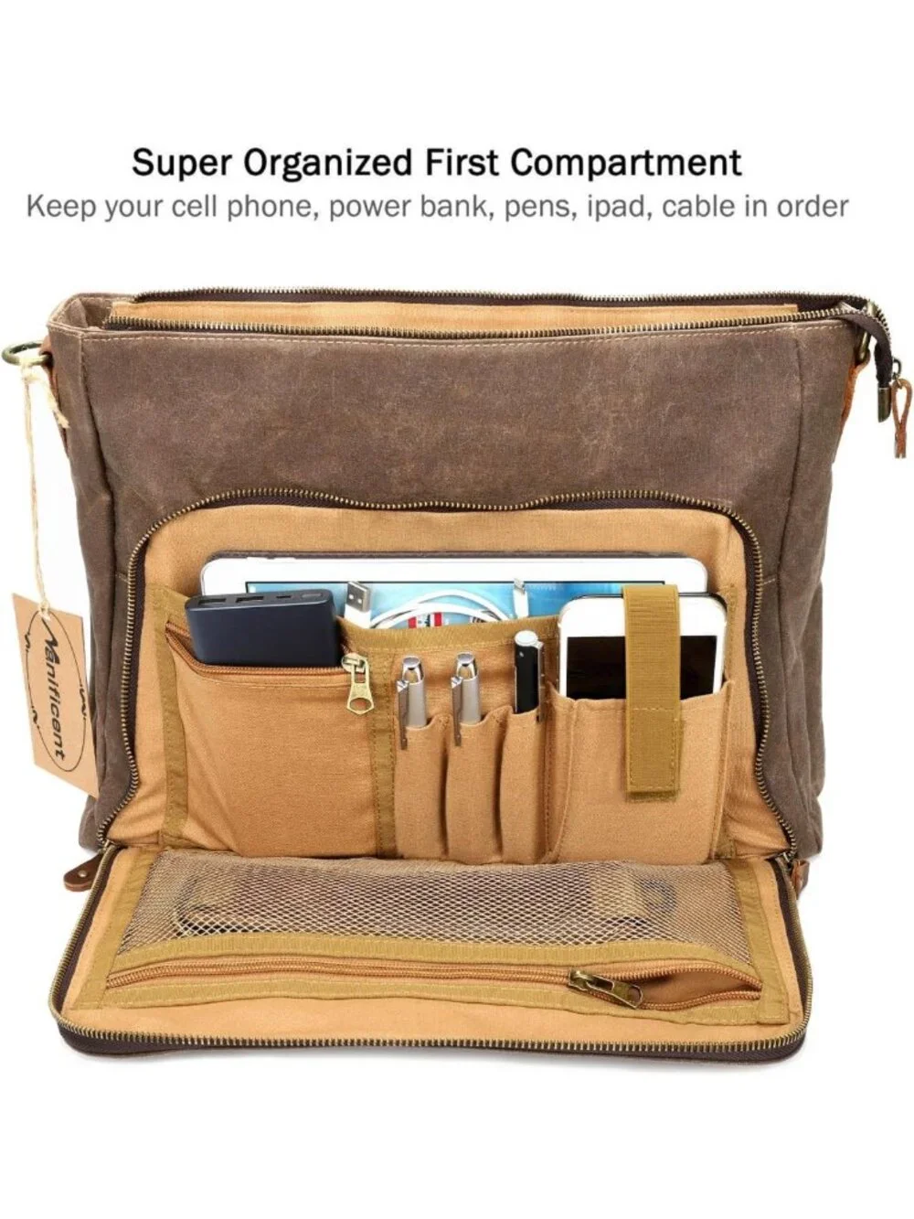 Stylish Waterproof Vintage Leather Laptop Messenger Bag for Men, 15.6